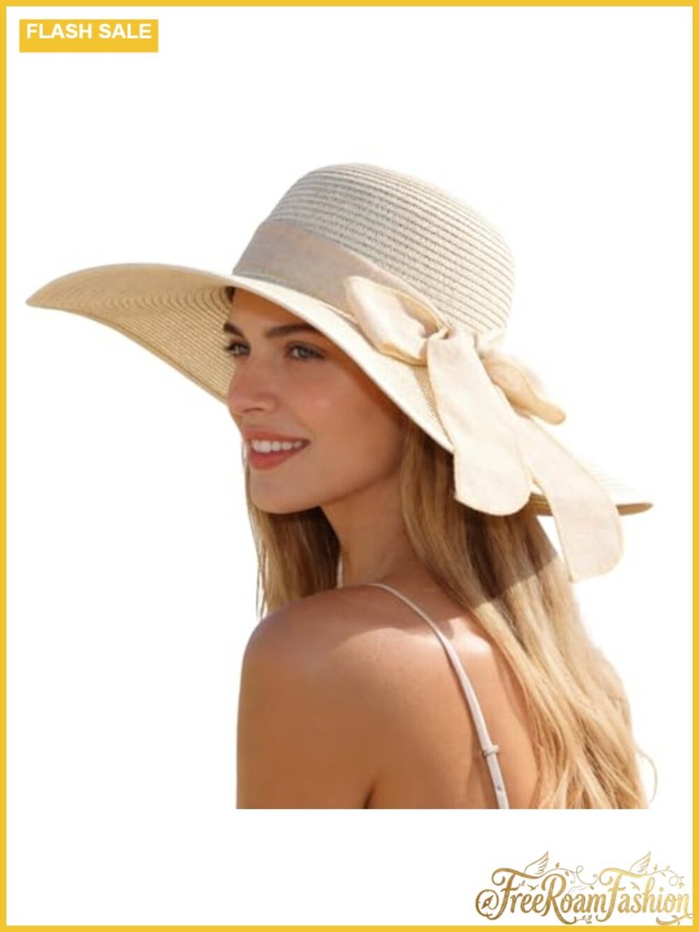 Wide Brim Foldable Packable Paper Straw Sun Hat for Women